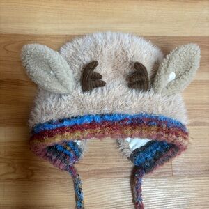 Faux-Fur Ear Hat w/ Antlers